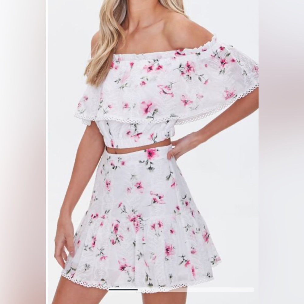 Crop shirt and matching skirt